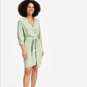 Green Everlane wrap dress